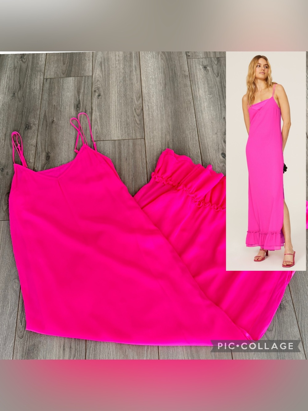 Line and Dot Adelyn Ruffle Hem Maxi Dress Hot Pink Medium